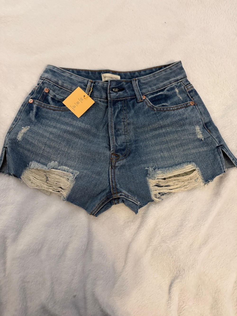 Dance & Marvel Distressed Denim Jean Shorts - Blue